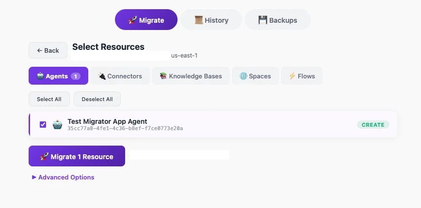 Additional migration options on the Quick App landing page