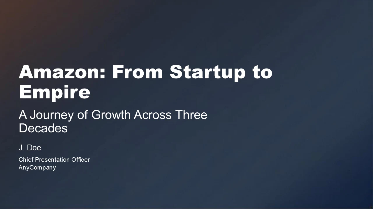 Generated title slide reading ‘Amazon: From Startup to Empire’