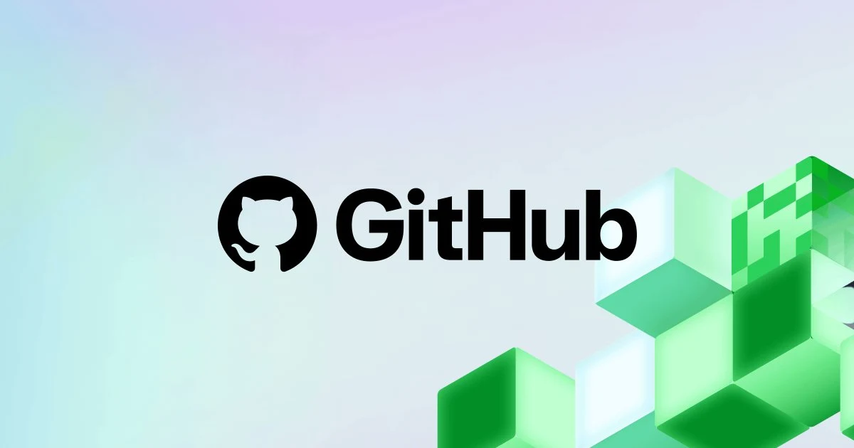 Image featuring the GitHub logo above geometric block shapes