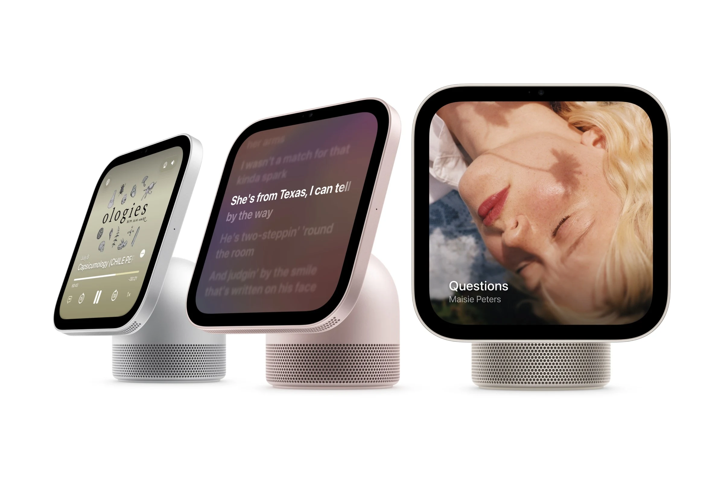 It can display music lyrics and podcast transcripts.