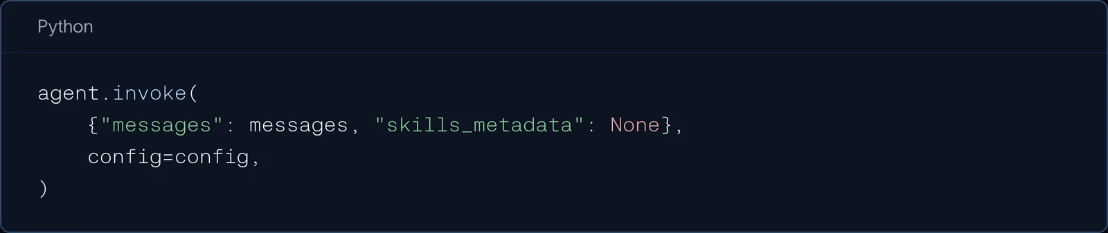 Python: agent.invoke with skills_metadata set to None