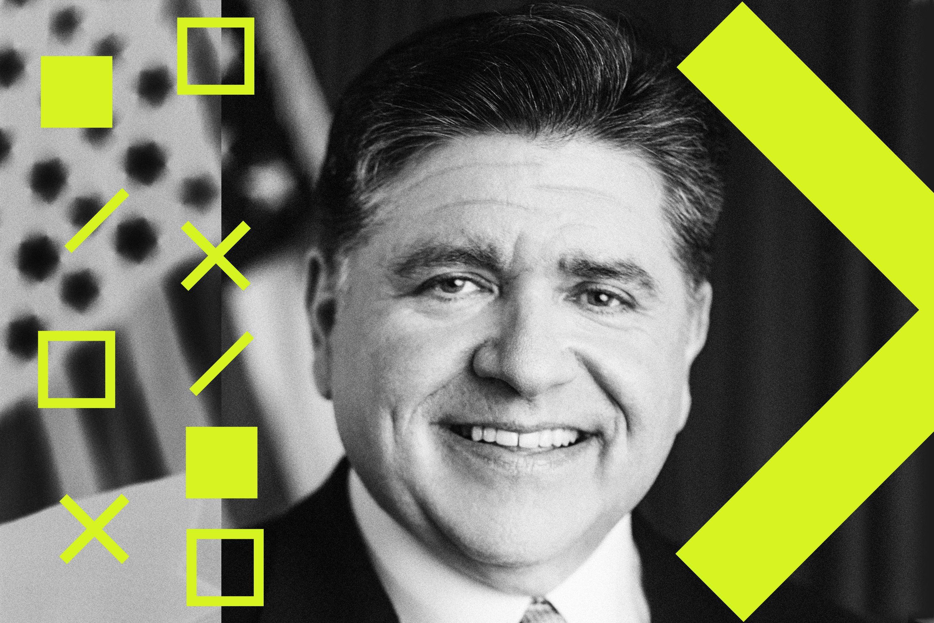 A stylized portrait of IL Gov. JB Pritzker