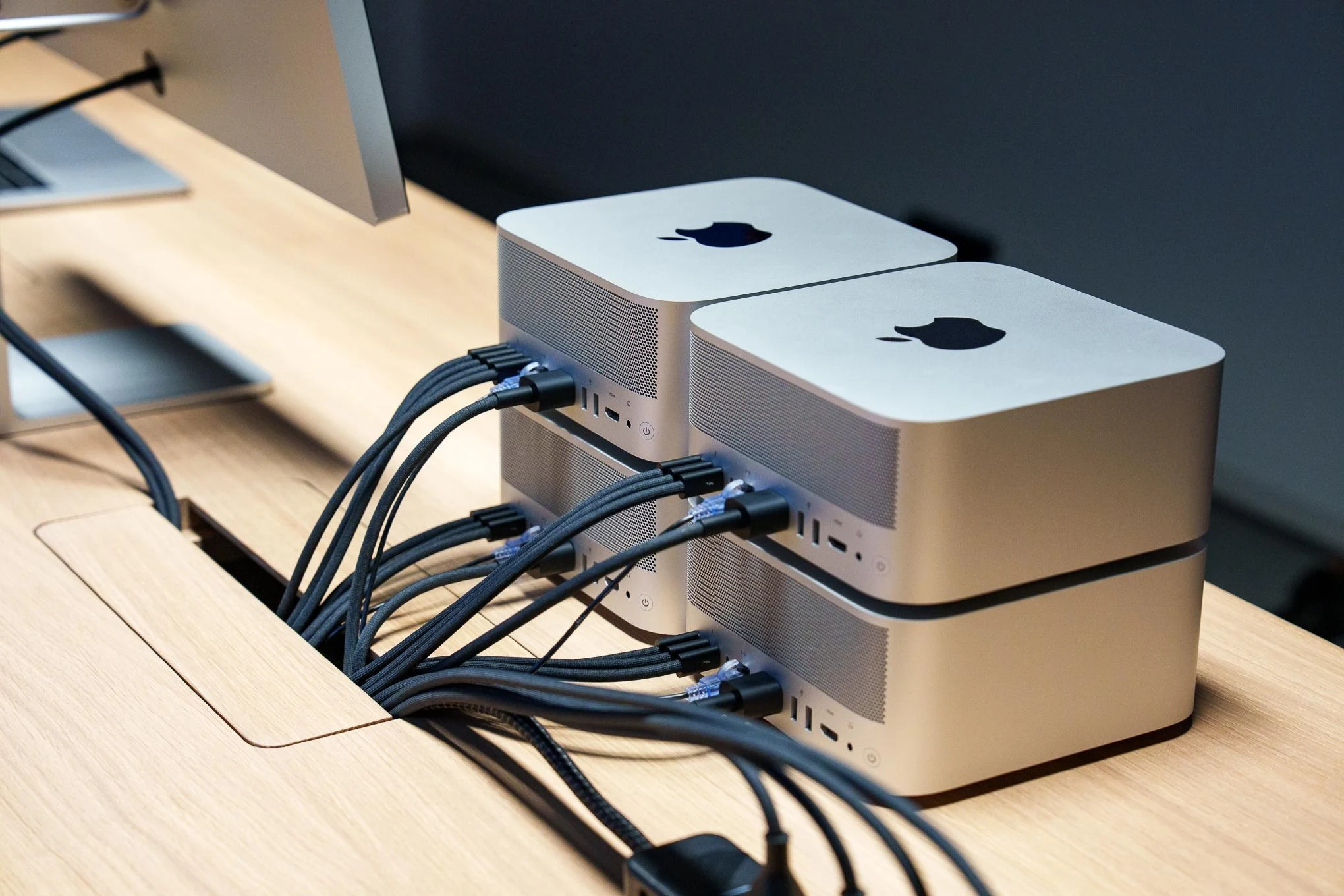 Apple demoed this cluster of four Mac Studios wired up in a cluster for local AI at a briefing I attended last month. That’s nearly $50,000 worth of compute.