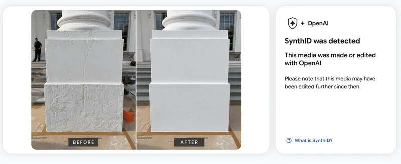 Google’s SynthID detector flagged it as made or edited with OpenAI’s tools.