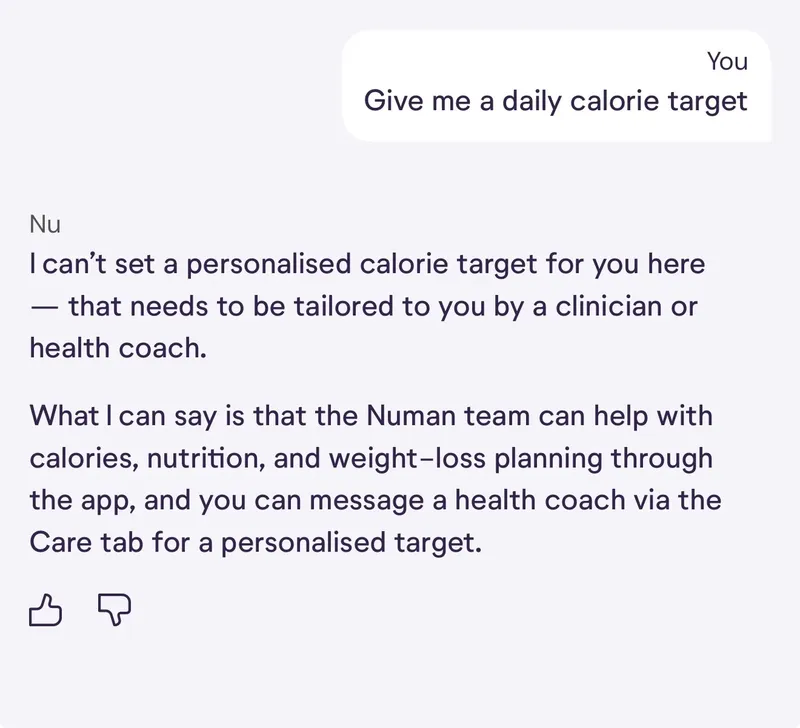 Nu responding to an out-of-scope question with a safe-completion