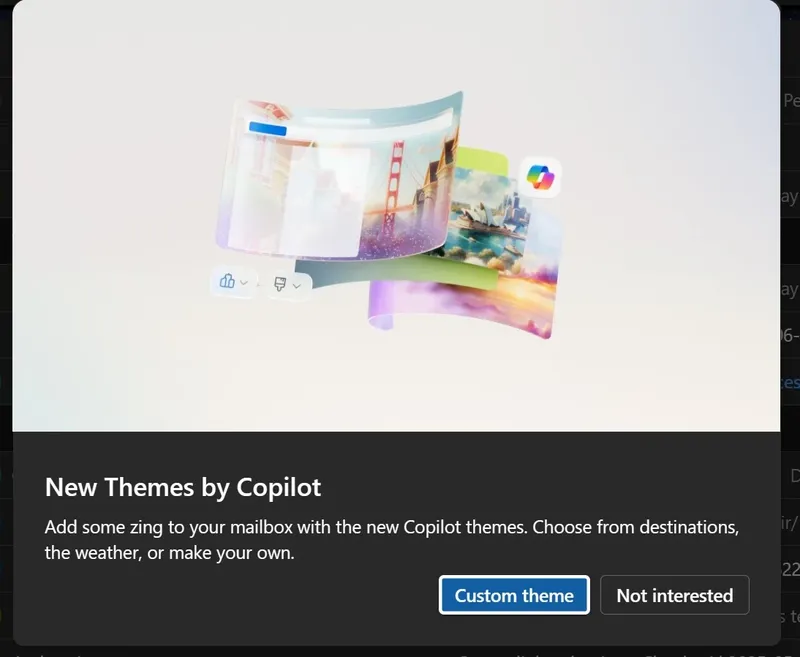 New themes by Copilot on Outlook