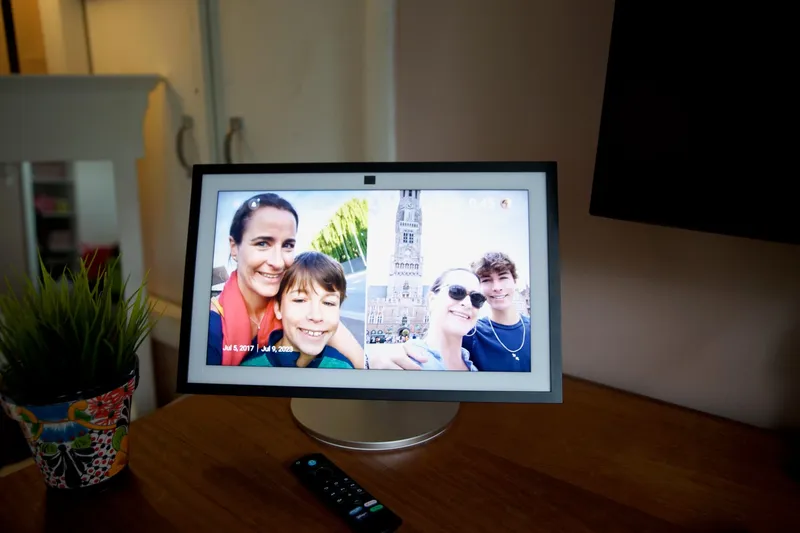 Alexa Plus’s memories feature pulls images from your Alexa Photos albums. It’s become very good at pairing images from over the years, like these two of my son and me.